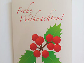 Weihnachtskarte mit Stechpalme drauf
