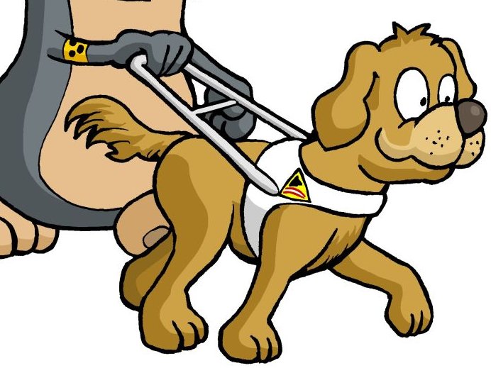 Comic: Maulwurf AUGust mit einem Blindenführhund