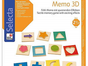 Memorysteine aus robustem Holz mit verschiedenen tastbaren Symbolen von Selecta, Copyright: Selecta.