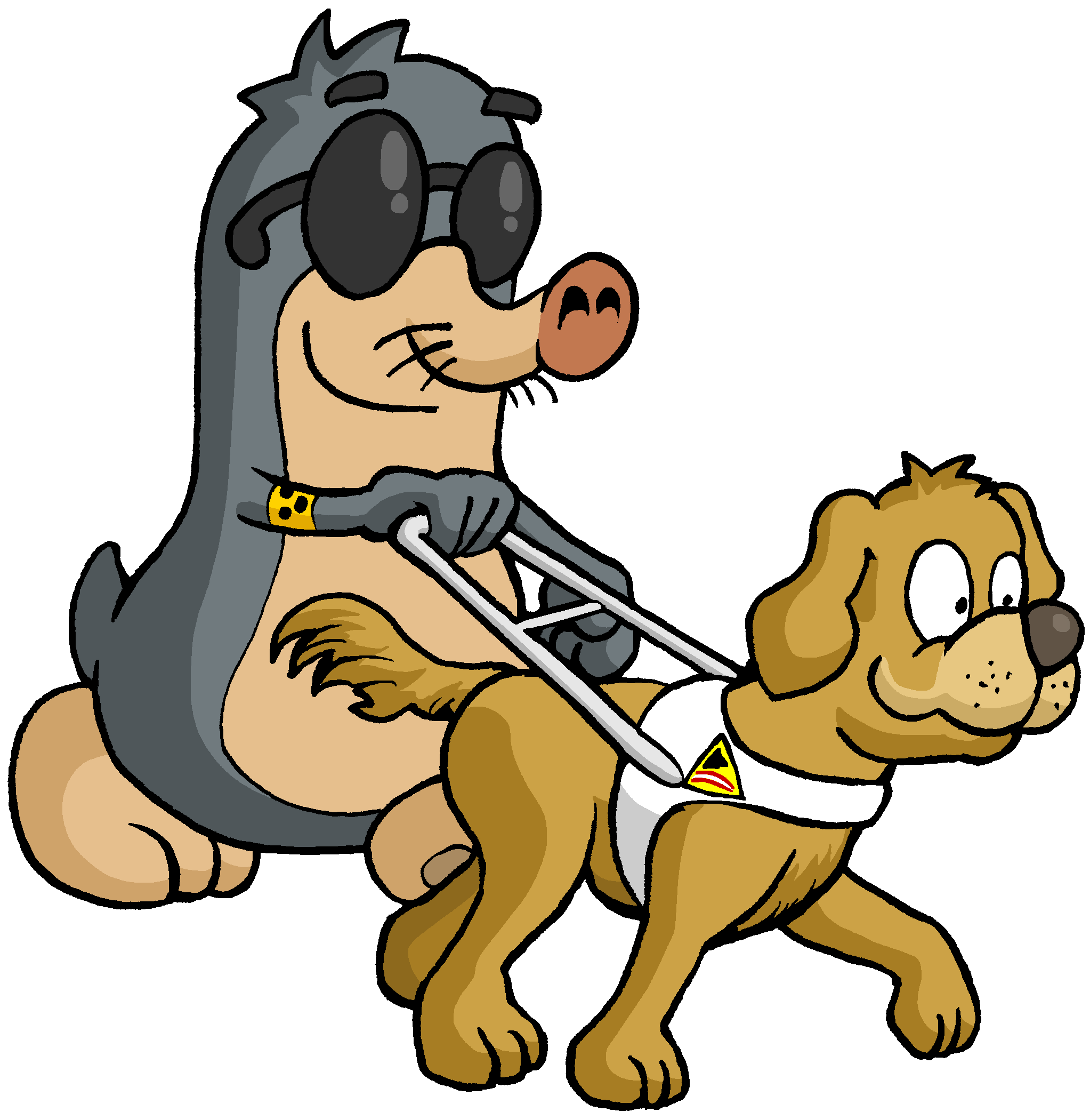 Illustration August mit Blindenführhund