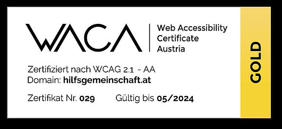 Auf dem Zertifikat stehen verschiedene Informationen, das wichtigste zertifiziert wurde nach WCAG 2.1 - AA, das Zertifikat ist gültig bis 05/2024 und es wurde in Gold ausgestellt.