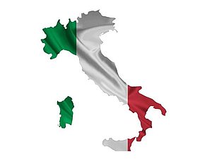 Italienischer Stiefel in den Farben der Flagge: grün, weiß, rot