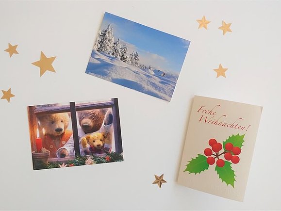 Unsere Postkarten mit Weihnachtsmotiven Drei Postkarten mit Weihnachtsmotiven