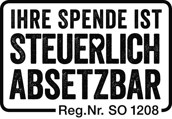 Spendengütesiegel mit dem Text "Ihre Spende ist steuerlich absetzbar"