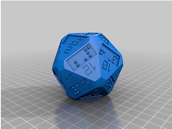 3D model of 20-sided braille dice. Fotocredit: idellwig on Thingiverse