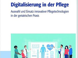 Buch mit blau-weißem Cover und Titel: Digitalisierung in der Pflege