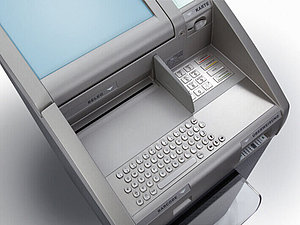 Barrierefreier Kontoauszugsdrucker, mittels Tastatur ist die Steuerung der Bildschirmelemente möglich