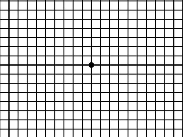 AMD-Testgitter: Verschiedene Linien und in der Mitte ein schwarzer Punkt.
