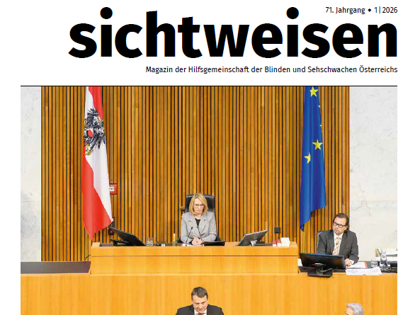 Cover der Ausgabe Februar/März 2026 der sichtweisen mit einem Foto aus dem Parlament
