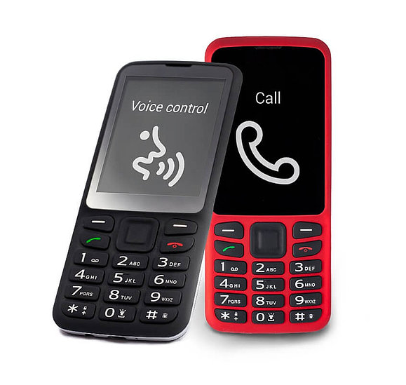 Ein rotes und ein schwarzes Handy mit Tasten, Copyright: BlindShell